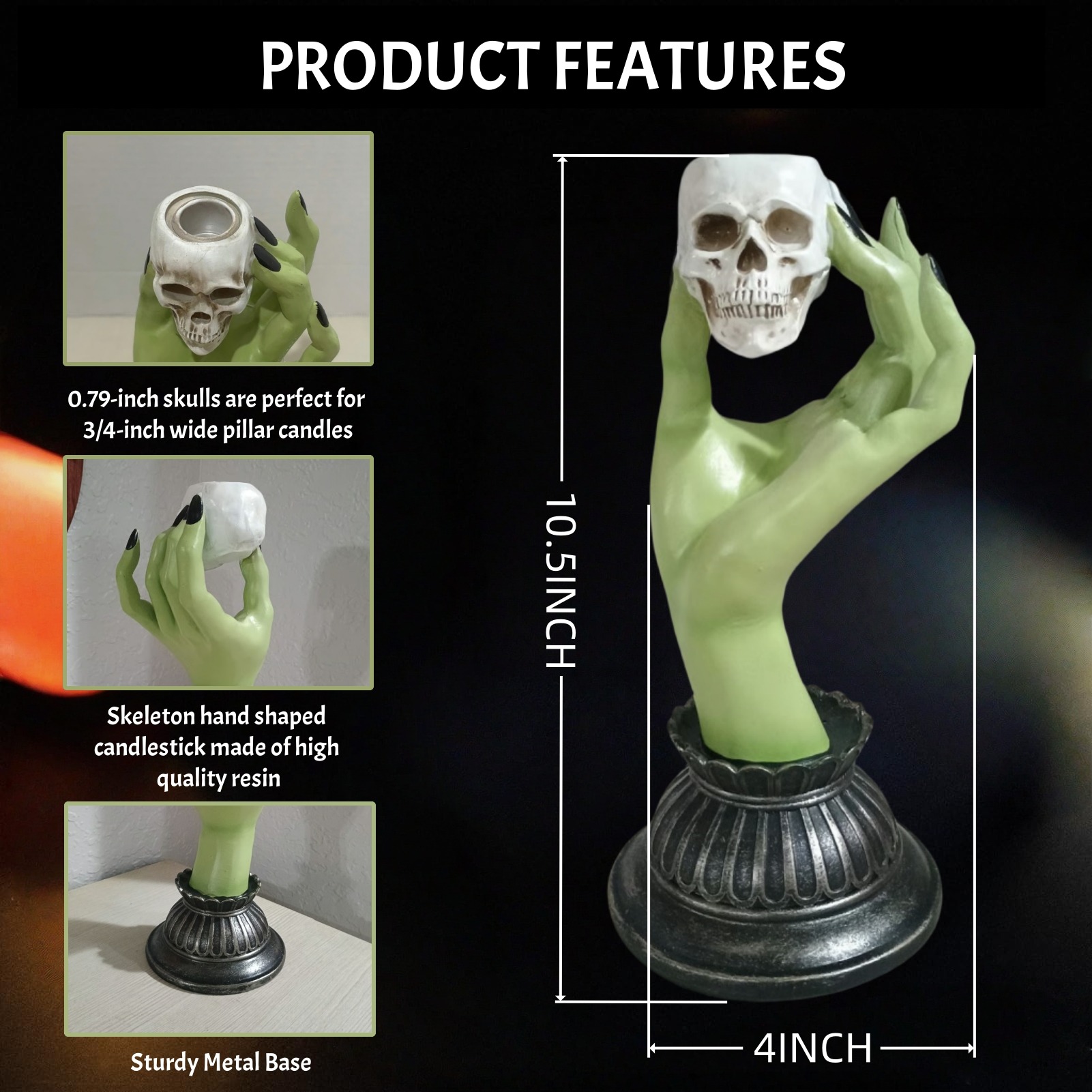 💥ON SALE💥Stewart Green Witch Hands Halloween Candle Holders