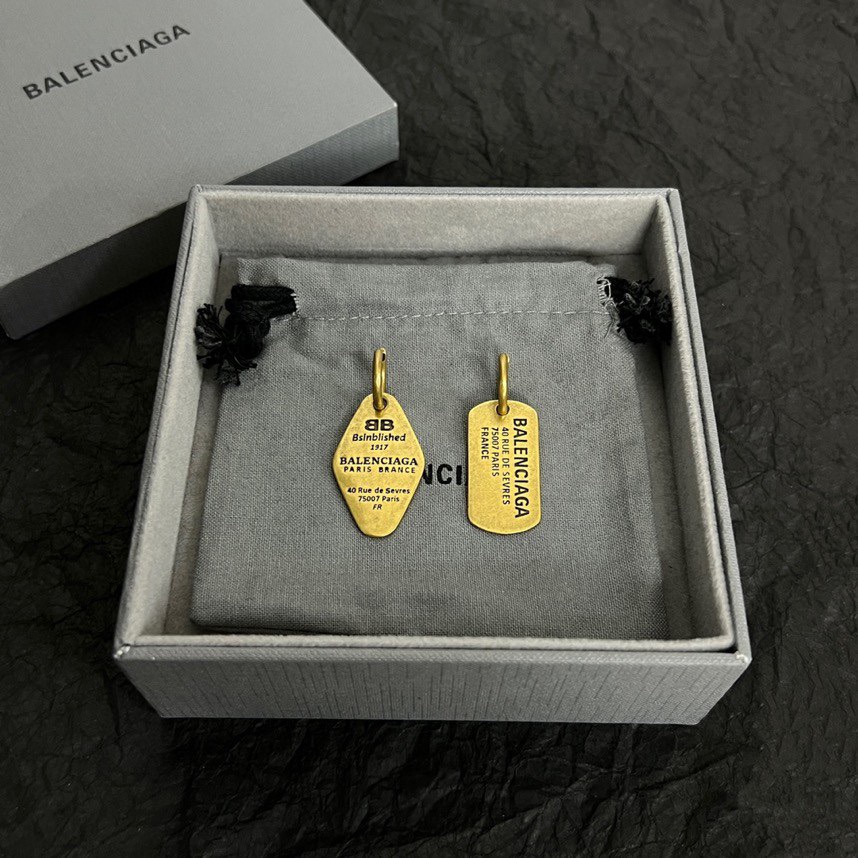 Balenciaga Engraved Nameplate Earrings