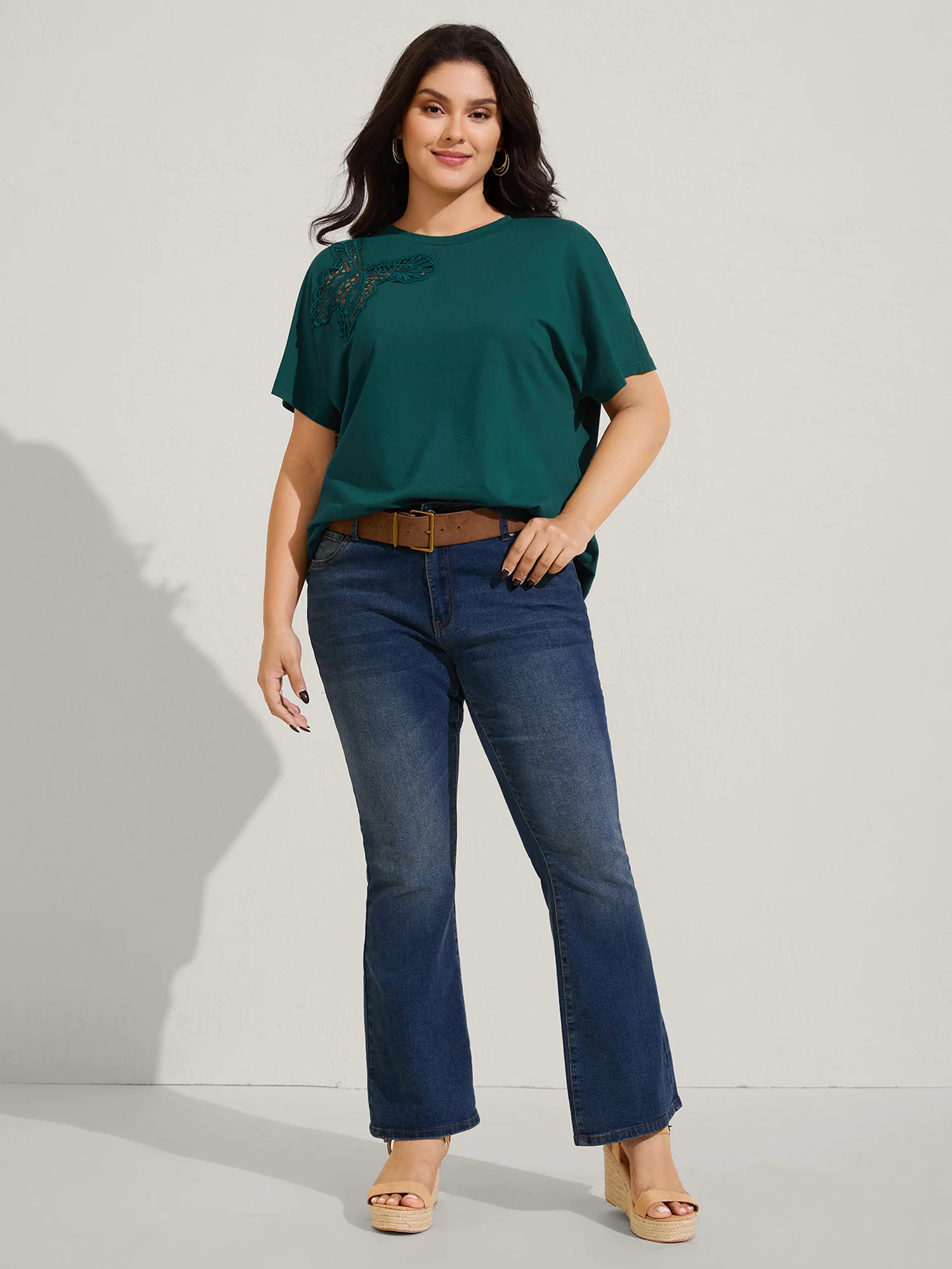 Pure Cotton Butterfly Cut-Out T-Shirt