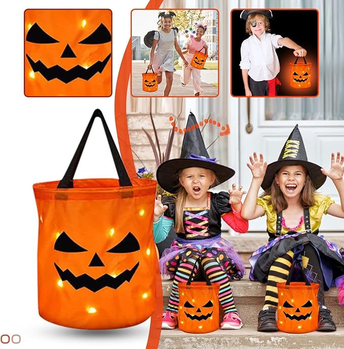 🔥Hot Sale🔥3 PCS-Halloween LED Light Up Trick Or Treat Bags