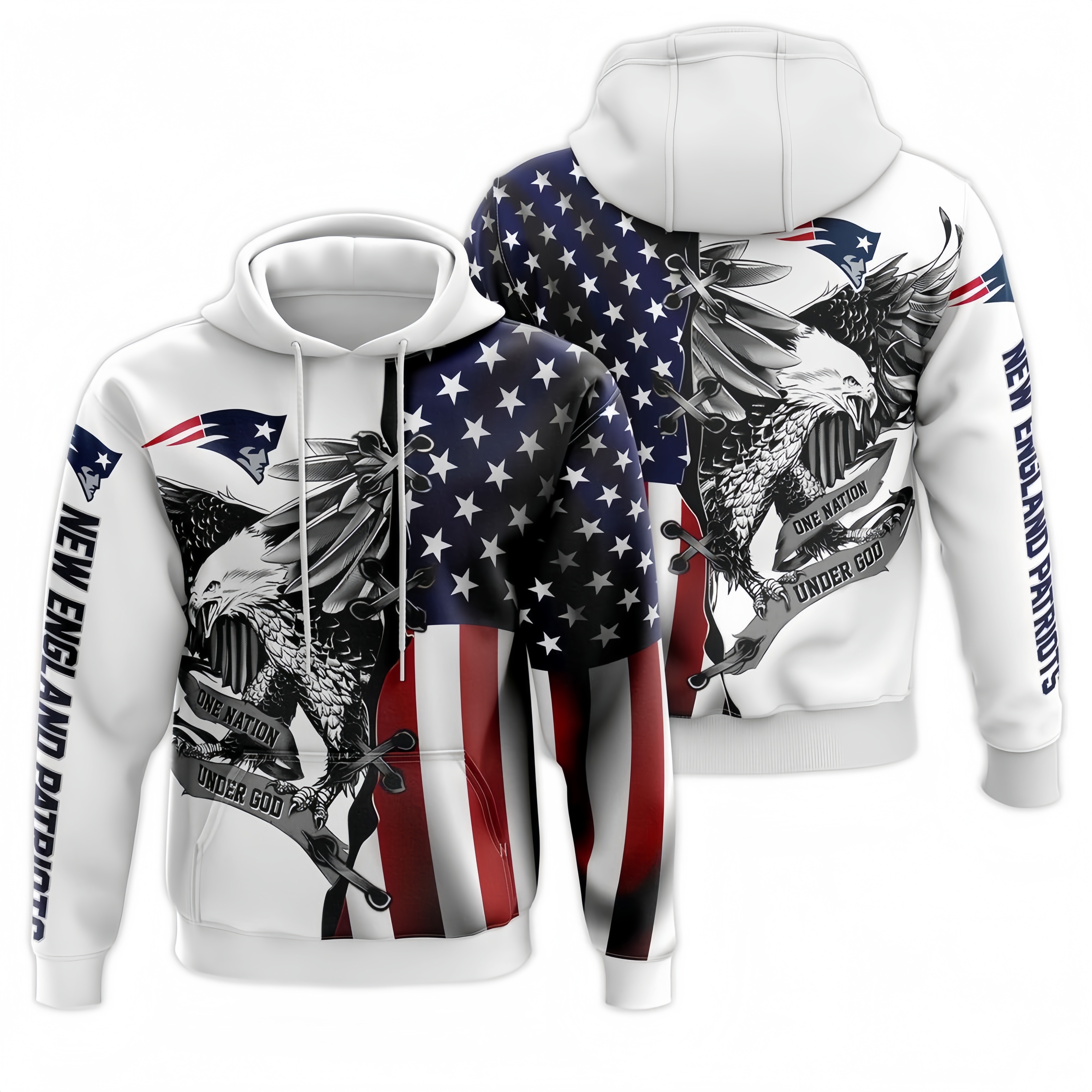 NEW ENGLAND PATRIOTS 3D USA FLAG EAGLE