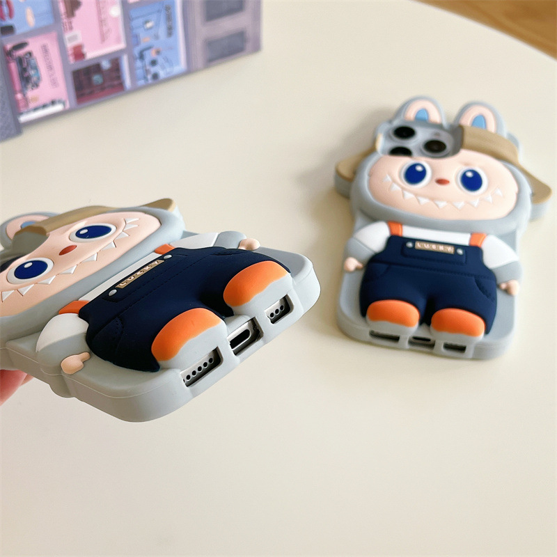 Labubu cartoon 3D hat phone case for iPhone