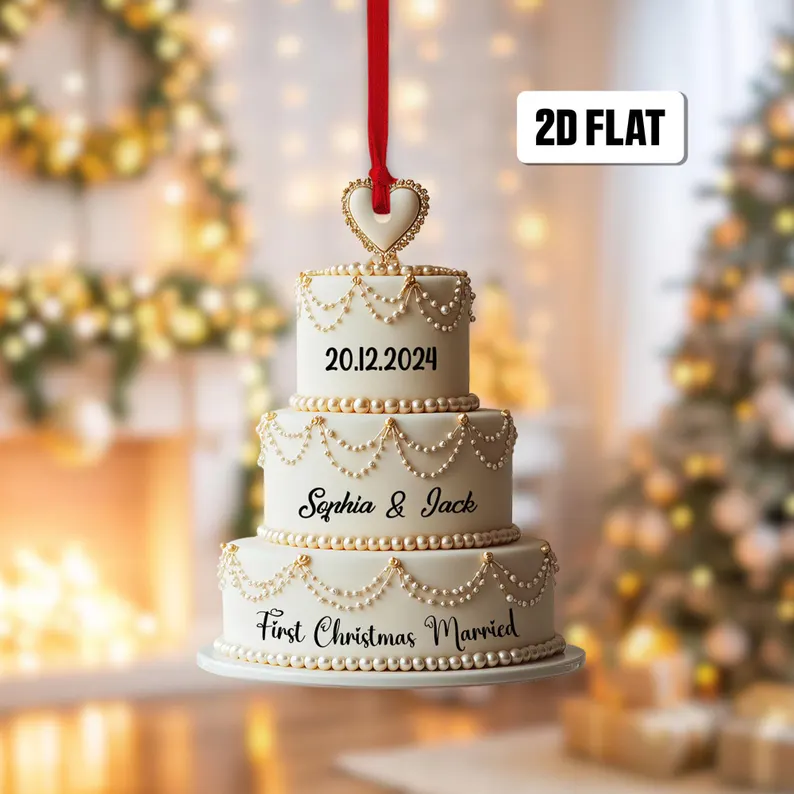 Personalized Wedding/Birthday Cake 2D Flat Ornament