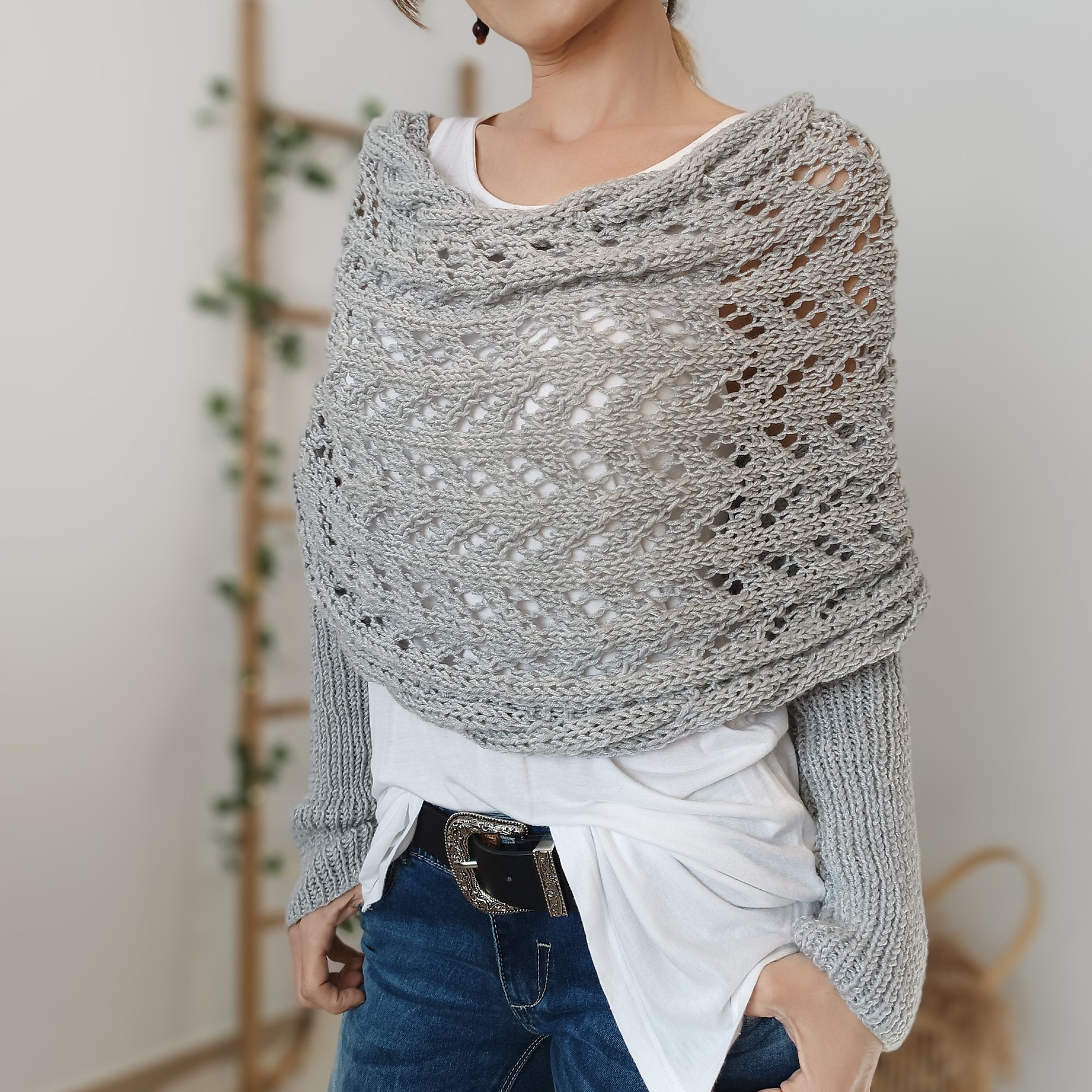 ON SALE🔥Scarf With Sleeves, Knitted Cable Wrap