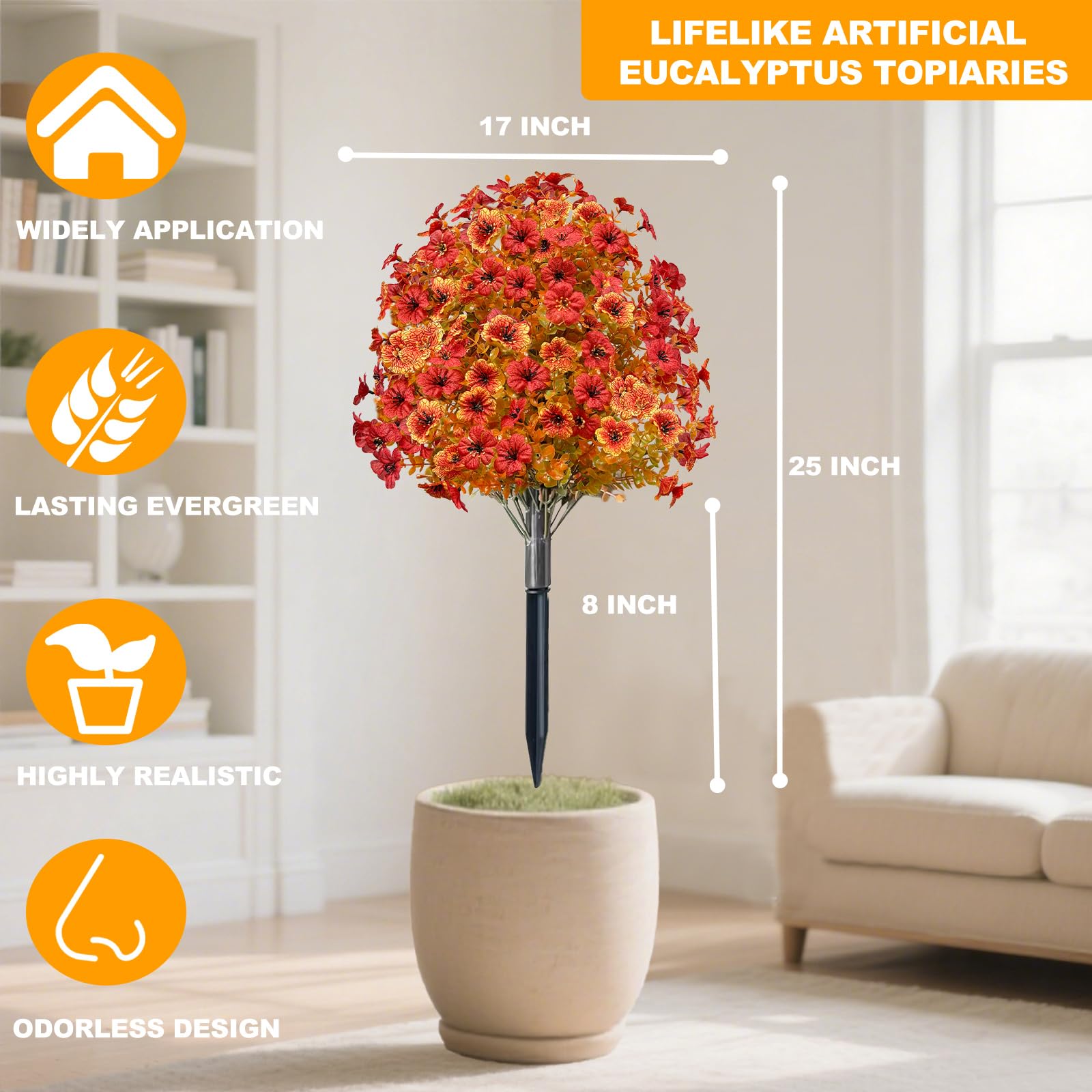 💥ON SALE💥Fall Artificial Mum Ball Topiary Tree and Boxwood Topiary-UV resistant, Waterproof, Windproof