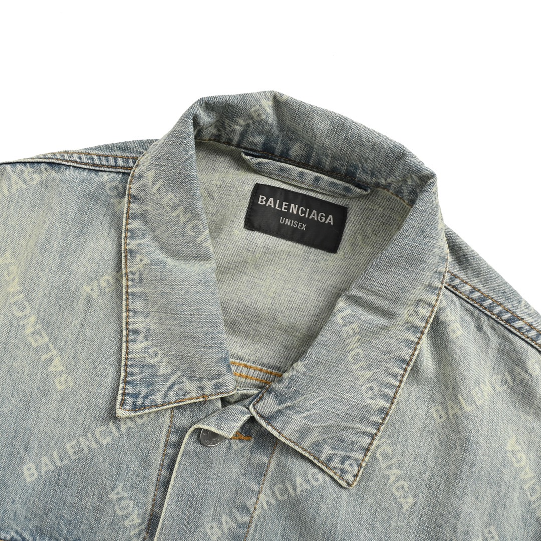 Balenciaga 24Fw laser-printed denim jacket