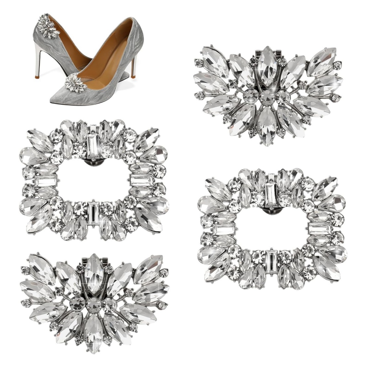 🎄CHRISTMAS ON SALE🔥1 Pair Elegant Sparkling Crystal Shoe Charms Decoration Accessories Detachable Shoe Buckles