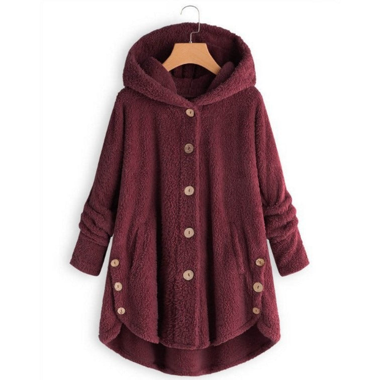 Button down plush top irregular solid color jacket