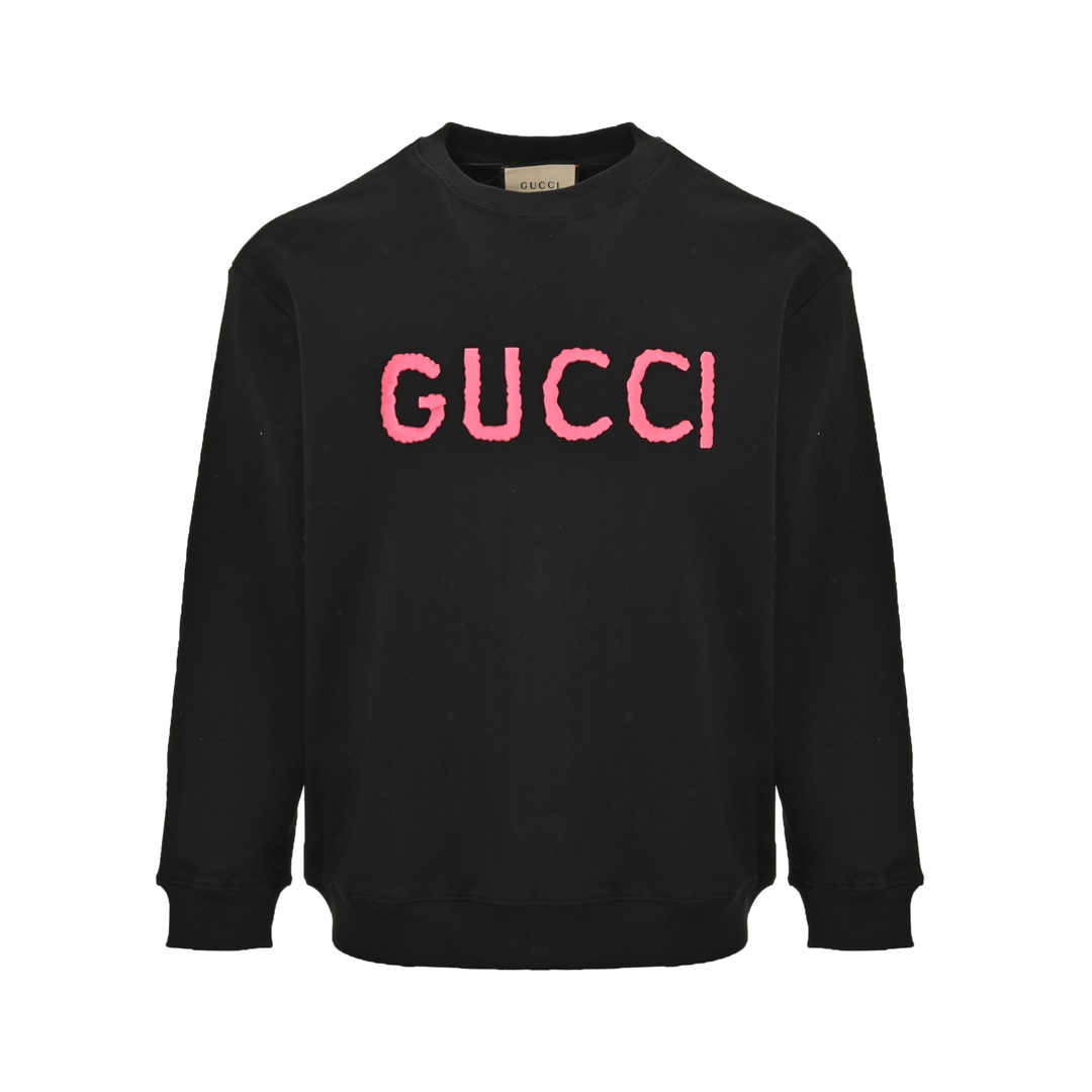 Gucci 24Fw pink lettering logo embroidered crew neck sweatshirt