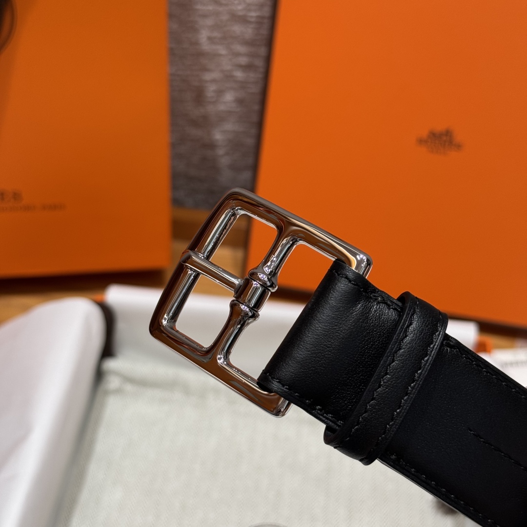 Hermès New Men's Double-Sided Pin Buckle Leather Belt 3.2cm Width