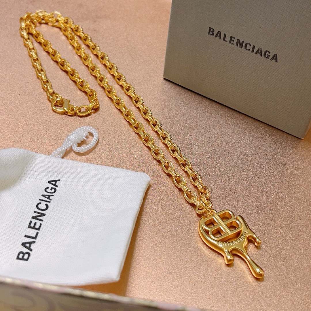 Balenciaga BB chain gold necklace