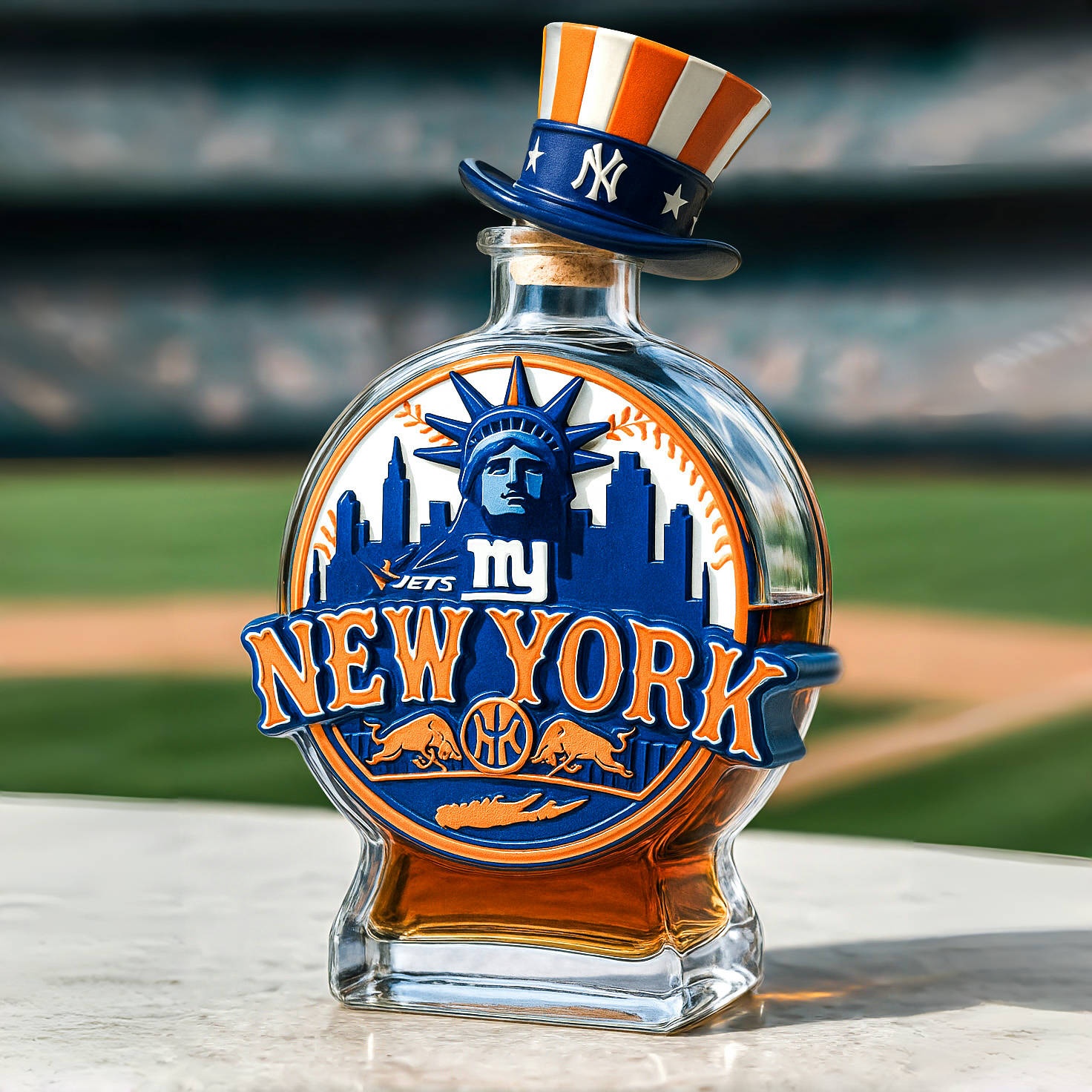 New York All-Star Teams Whiskey Bottle