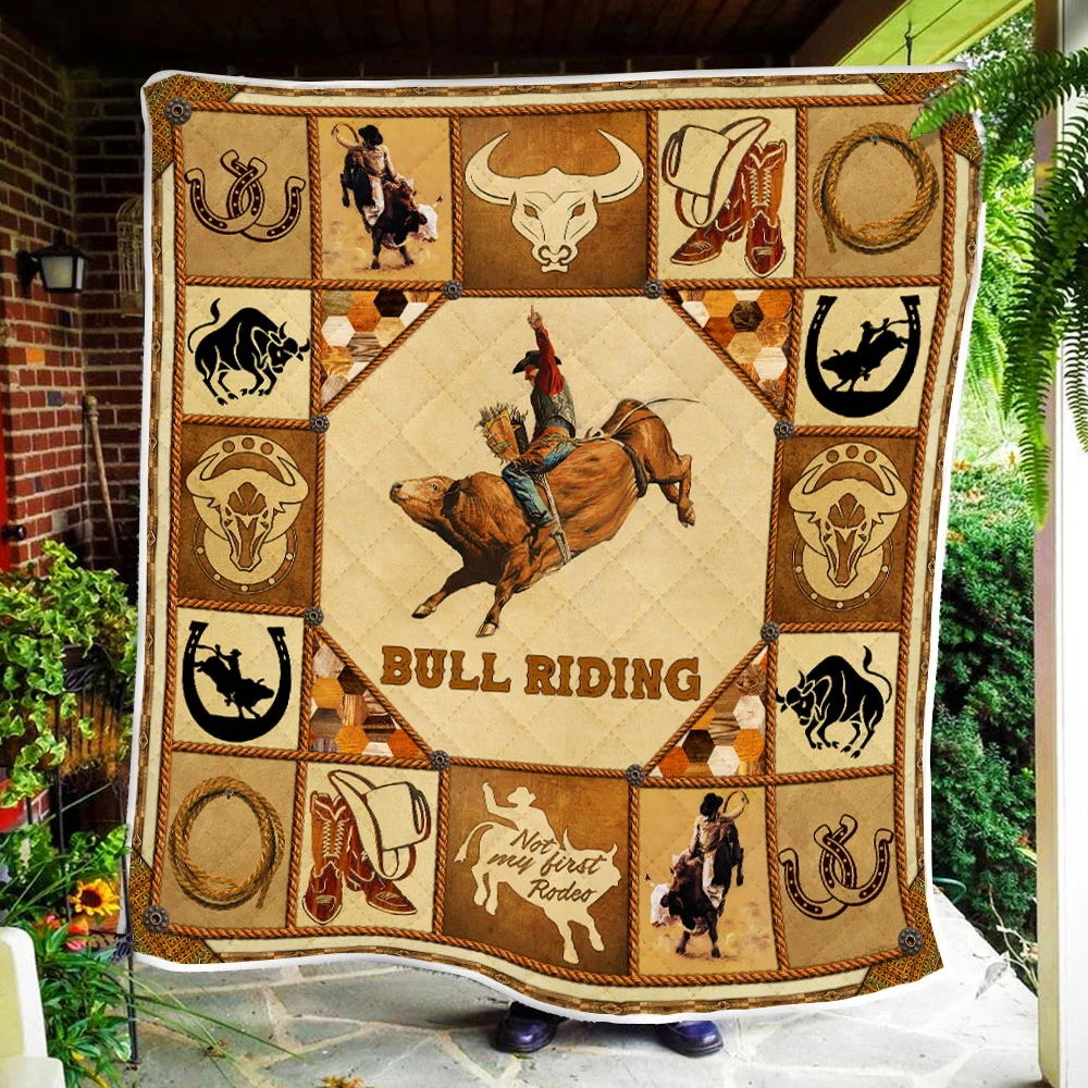 Bull Riding Quilt Blanket