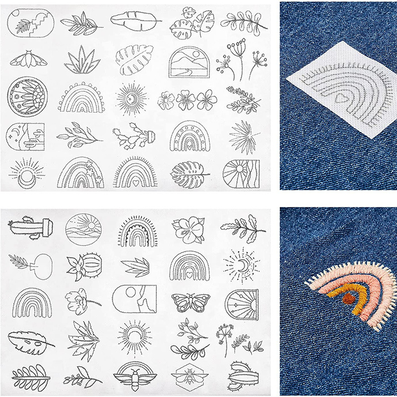 (🔥Hot Sale Promotion-SAVE 50% OFF)Water Soluble Flower Patterns for Embroidery (50 Pcs Flower Patterns/SET)🔥Buy 5 Sets Get 20% OFF