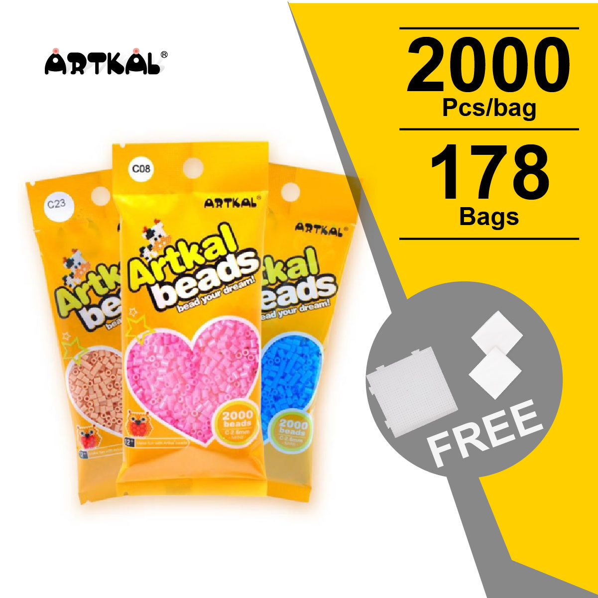 178 bags 2000 Count Pack Mini C-2.6mm Full Color Set  (CB2000-F)
