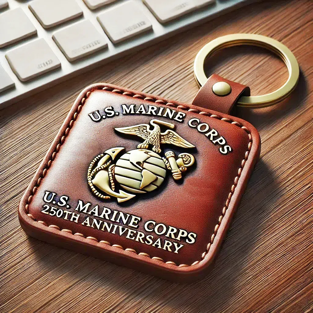 250th Anniversary U.S. Military Leather Keychain