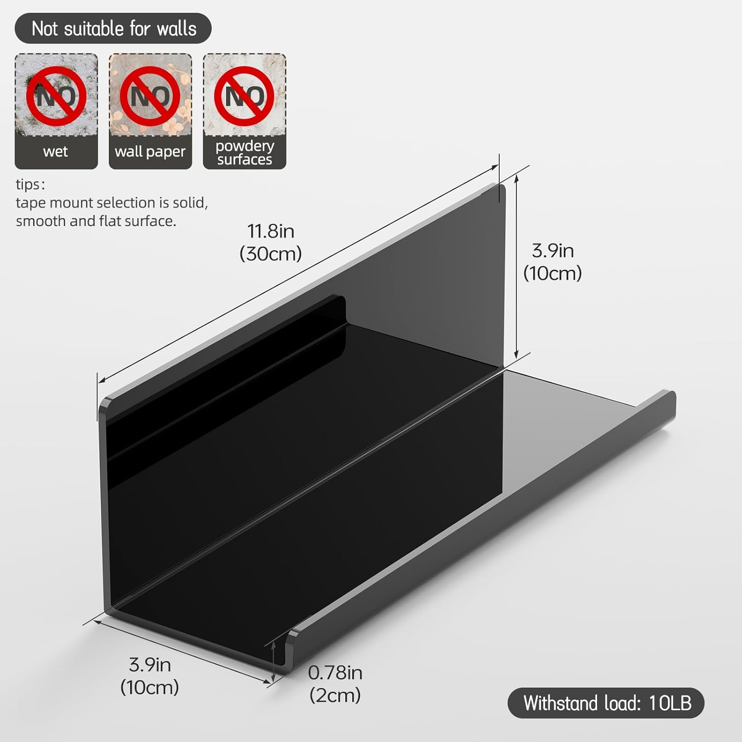 Acrylic Floating Shelves for Wall No Drilling