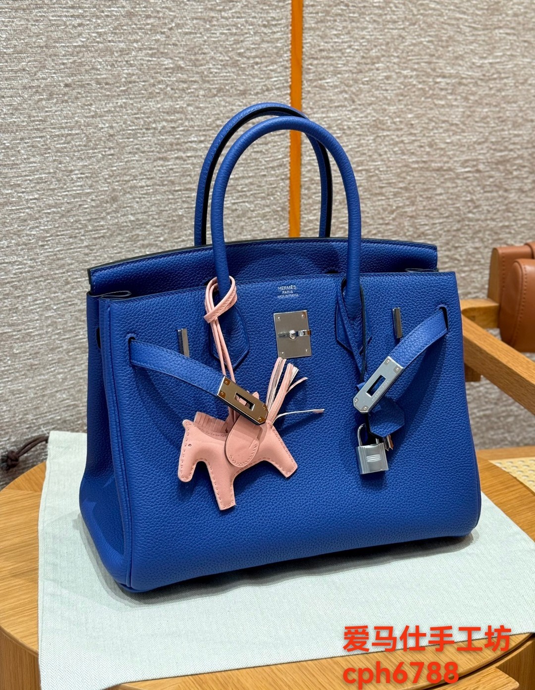 Hermès Birkin 7TBlue electric handbag (handmade to order)