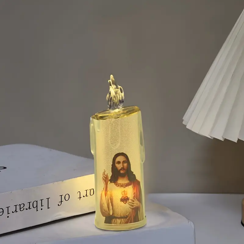 🕯️🕯️LED prayer flameless candles, Jesus saints religious decoration, Christmas Easter gift-Buy 5 Free Shipping