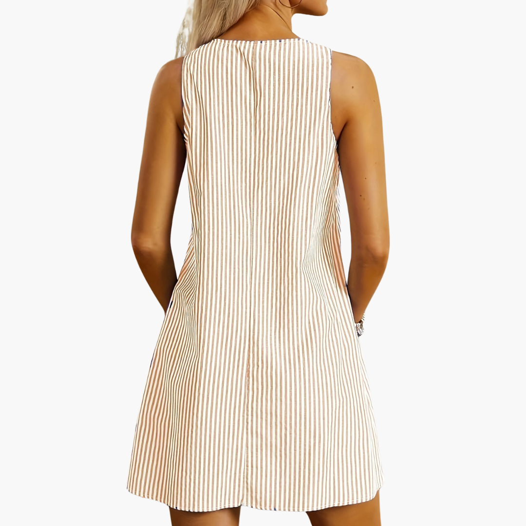 Sleeveless Striped Pocket Dress
