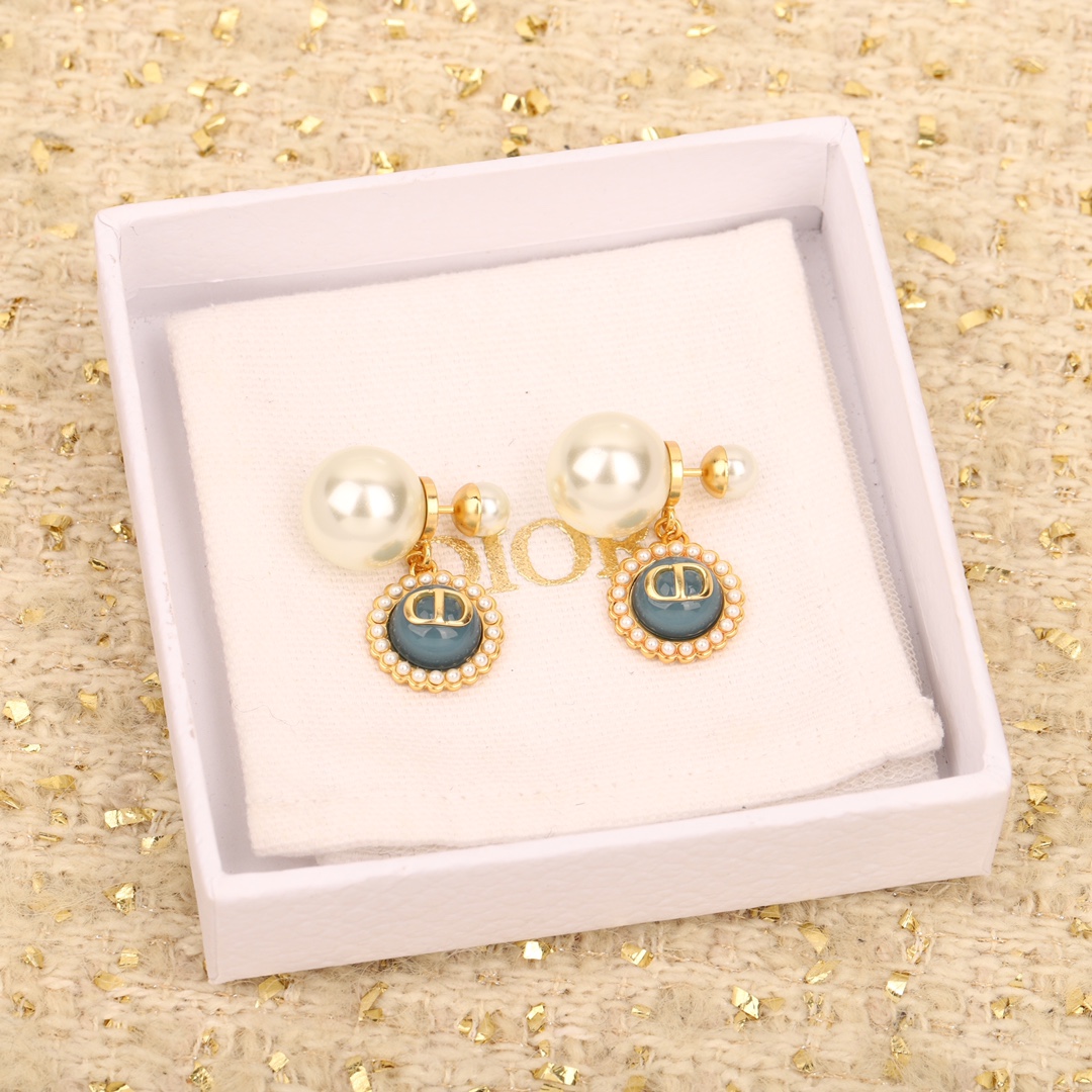 Dior Glass Bead Pearl Earrings