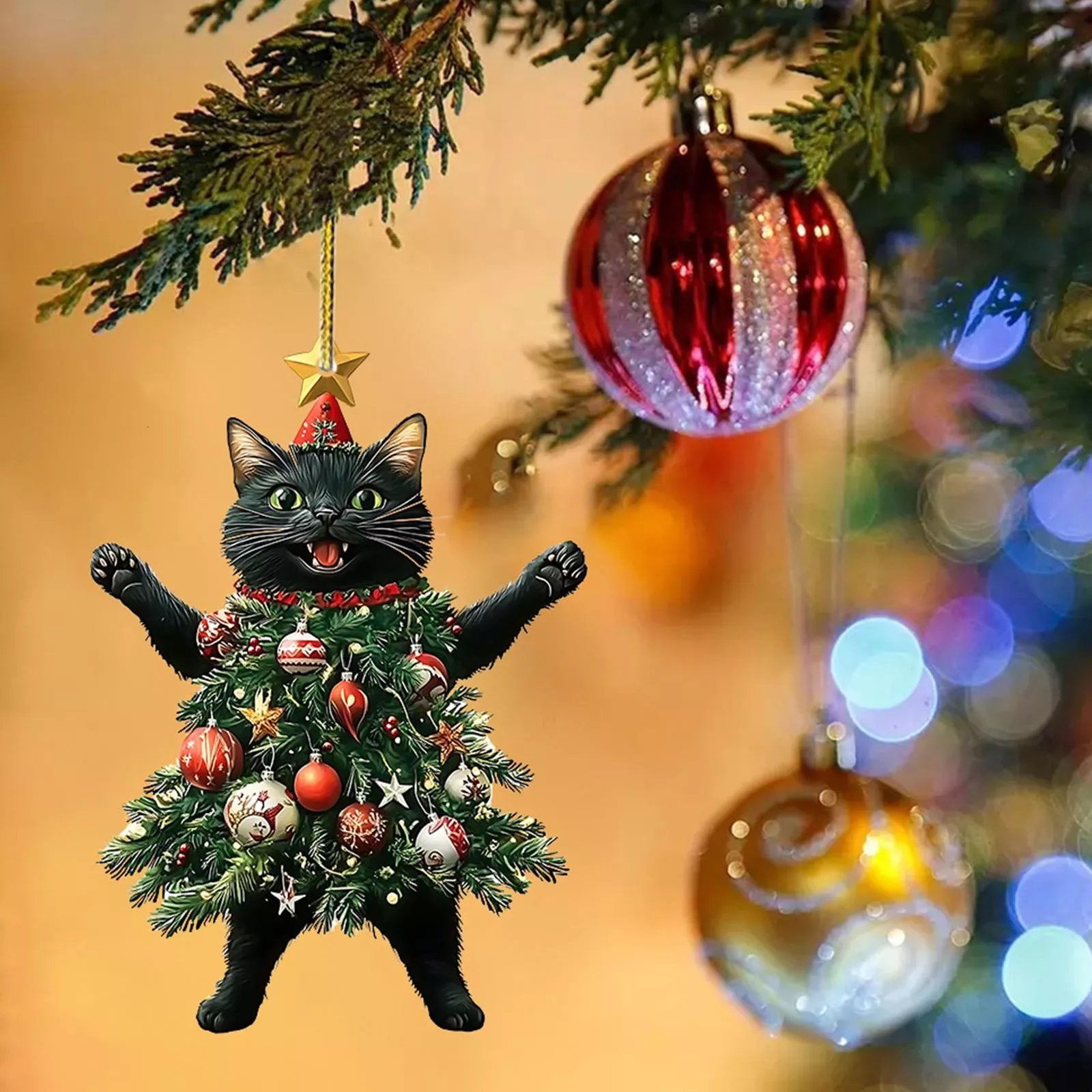🔥Last Day Promotion 49% OFF🔥- Funny Black and White Cats Christmas Ornament