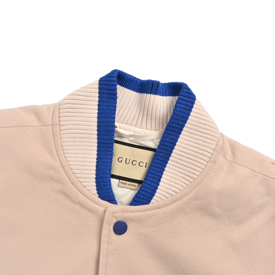 Gucci 24Fw baseball jacket with detachable sleeves and embroidered lettering