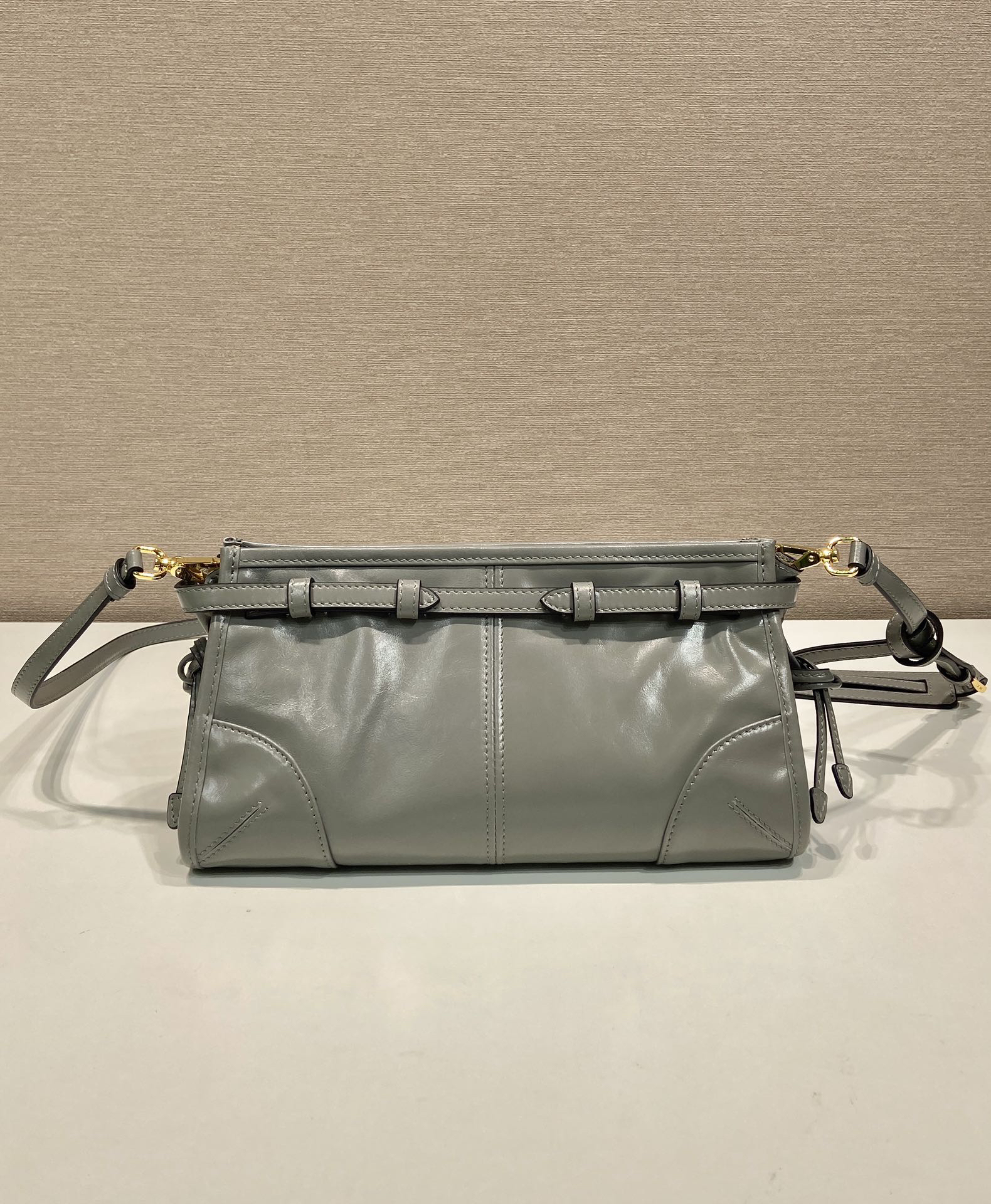 Prada LusSolf Oiled Wax Leather Shoulder Bag 1BA215