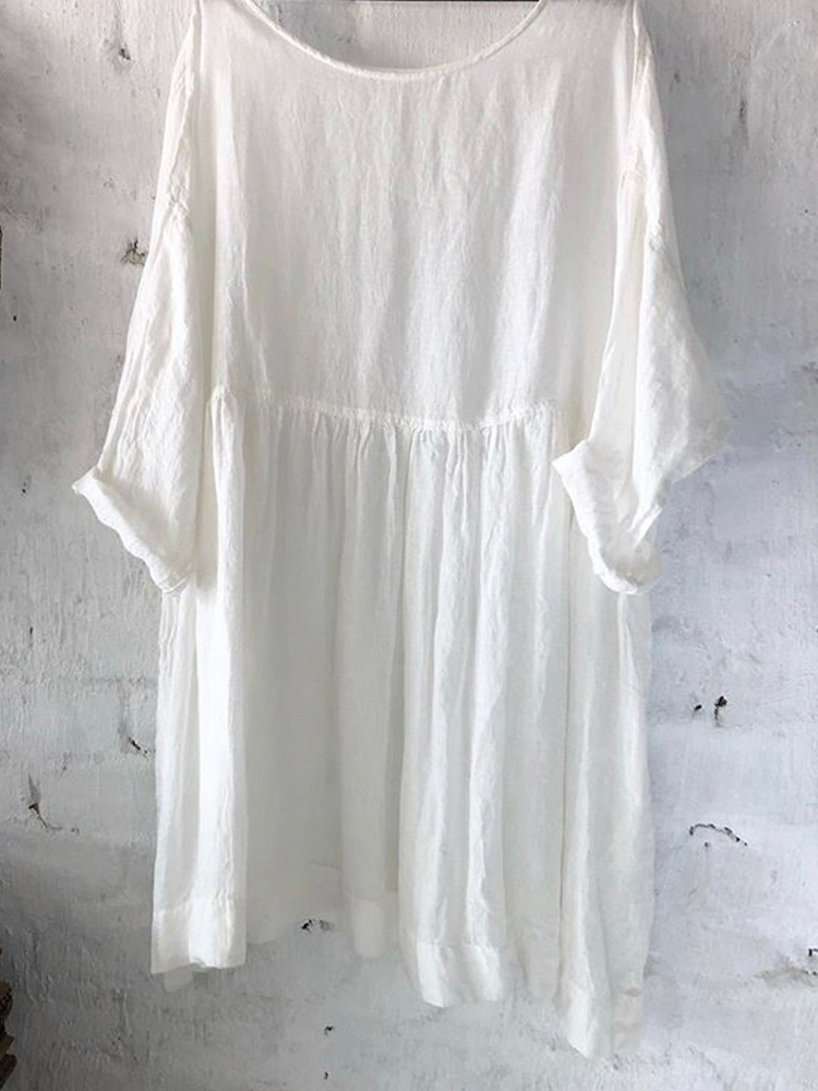 Solid Color Comfortable Casual Long Sleeved Midi Dress
