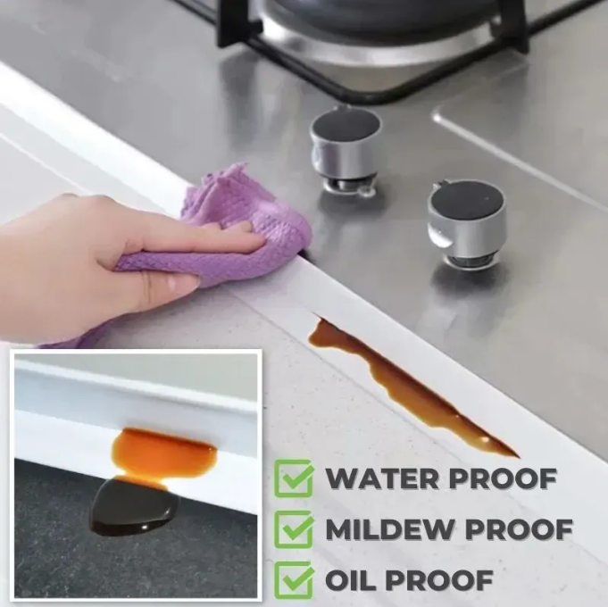 Waterproof Self Adhesive Caulk Strip Tape Sealer (10.5FT) For Kitchen, Bathroom & More