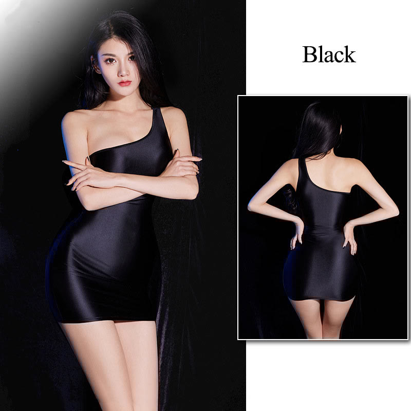 Sexy One Shoulder See-through Lingerie Dress