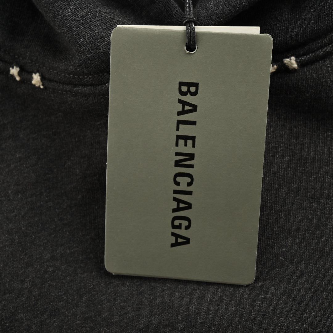 Balenciaga 24Fw distressed masking tape hooded sweatshirt