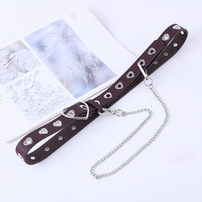 Punk heart-shaped corn buckle hollow decorative belt ladies casual love buckle tie-in jeans chain belt