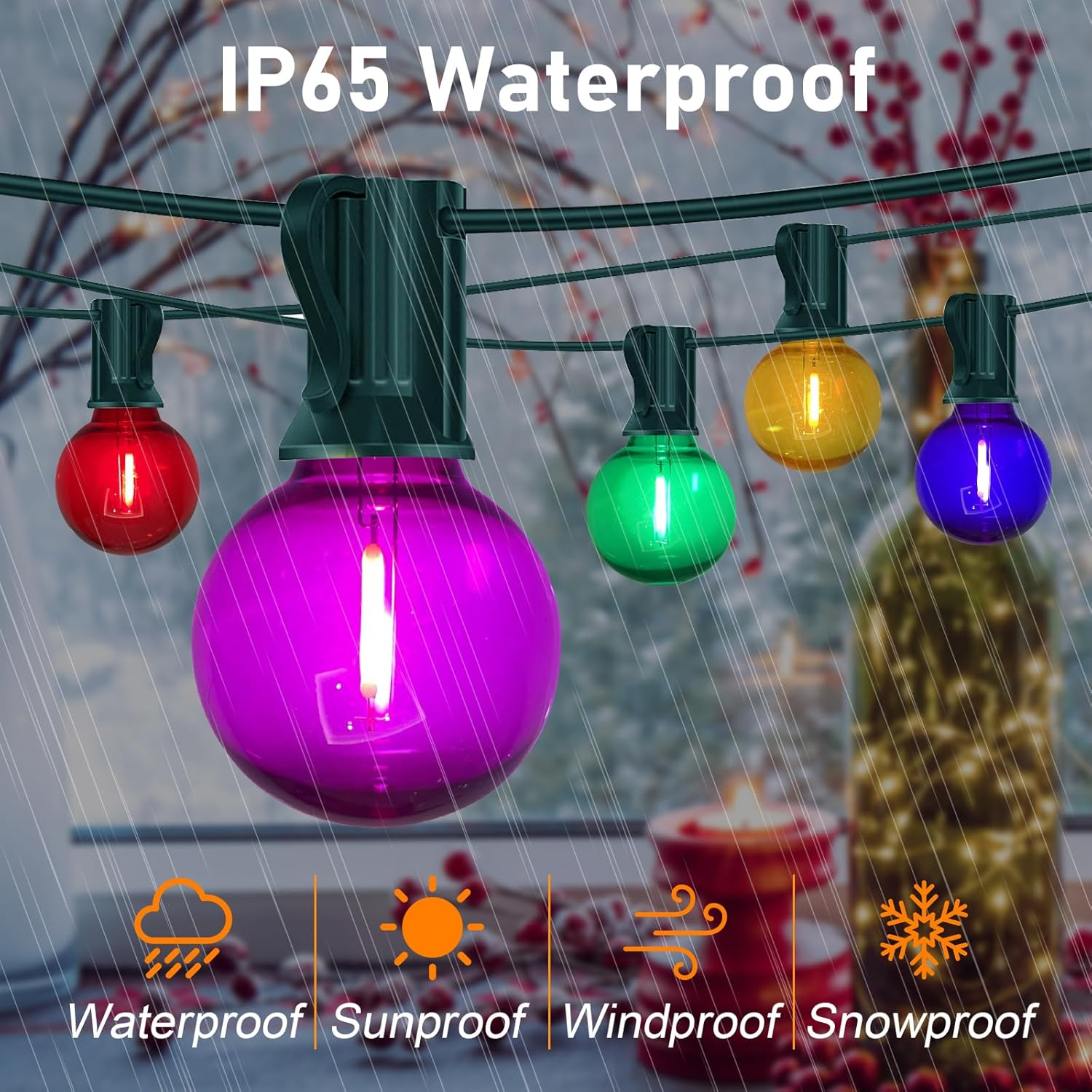 🏆Limited Sale⚡Almost Gone🔥25Ft G40 LED Outdoor Globe Multicolor String Lights