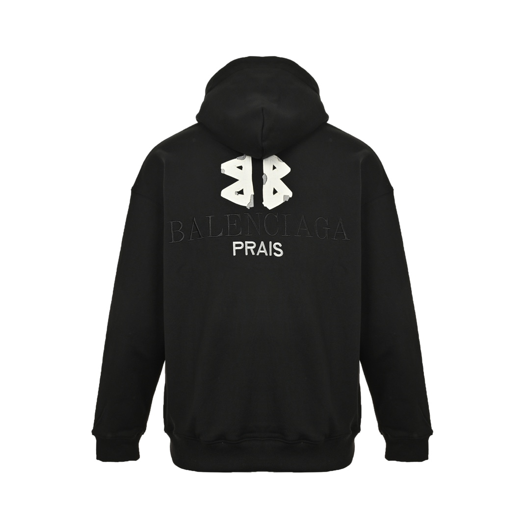 Balenciaga 24Fw double B patch and logo embroidered hooded sweatshirt