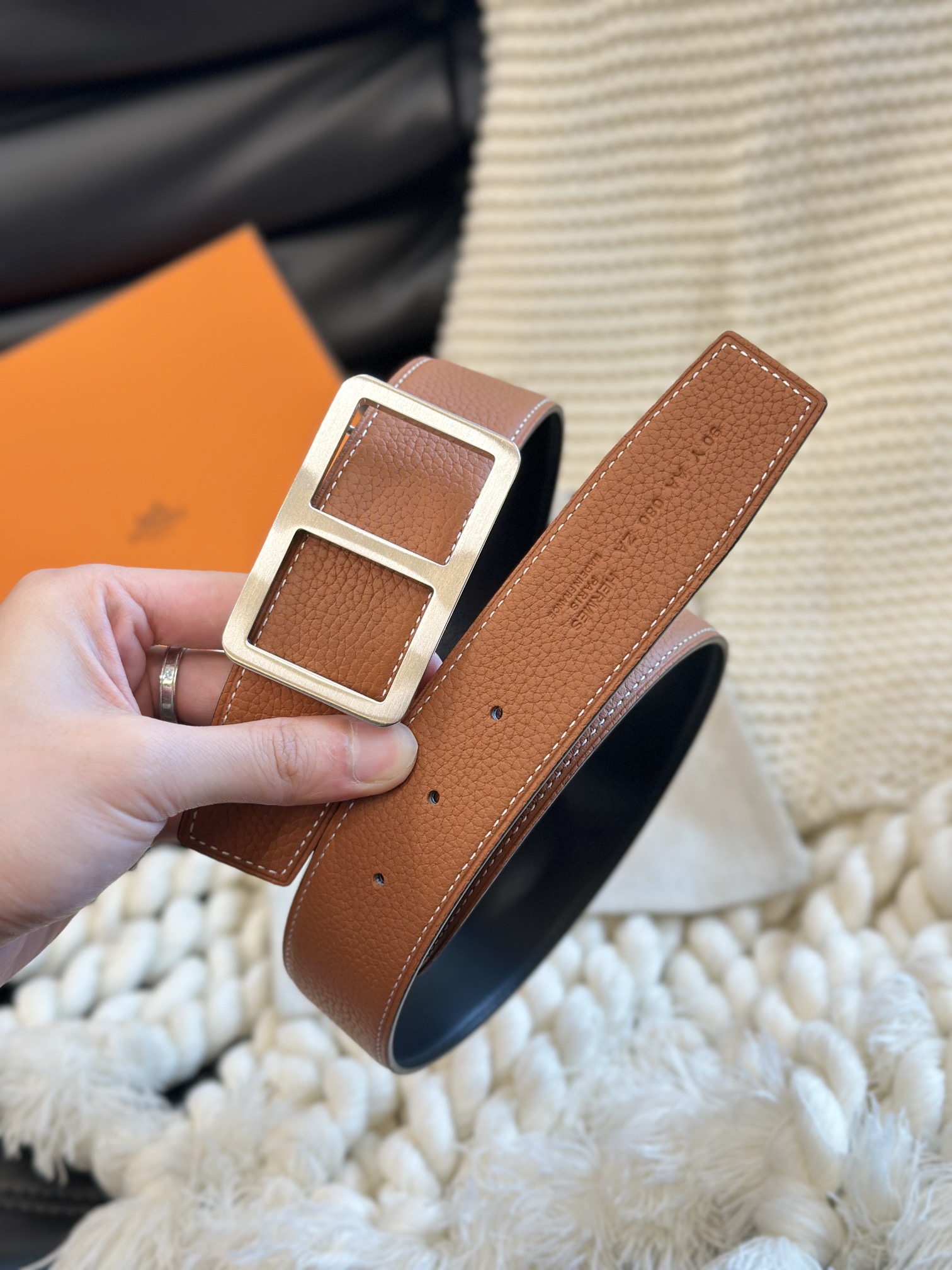 Hermès Men's Double-Faced Cowhide Belt