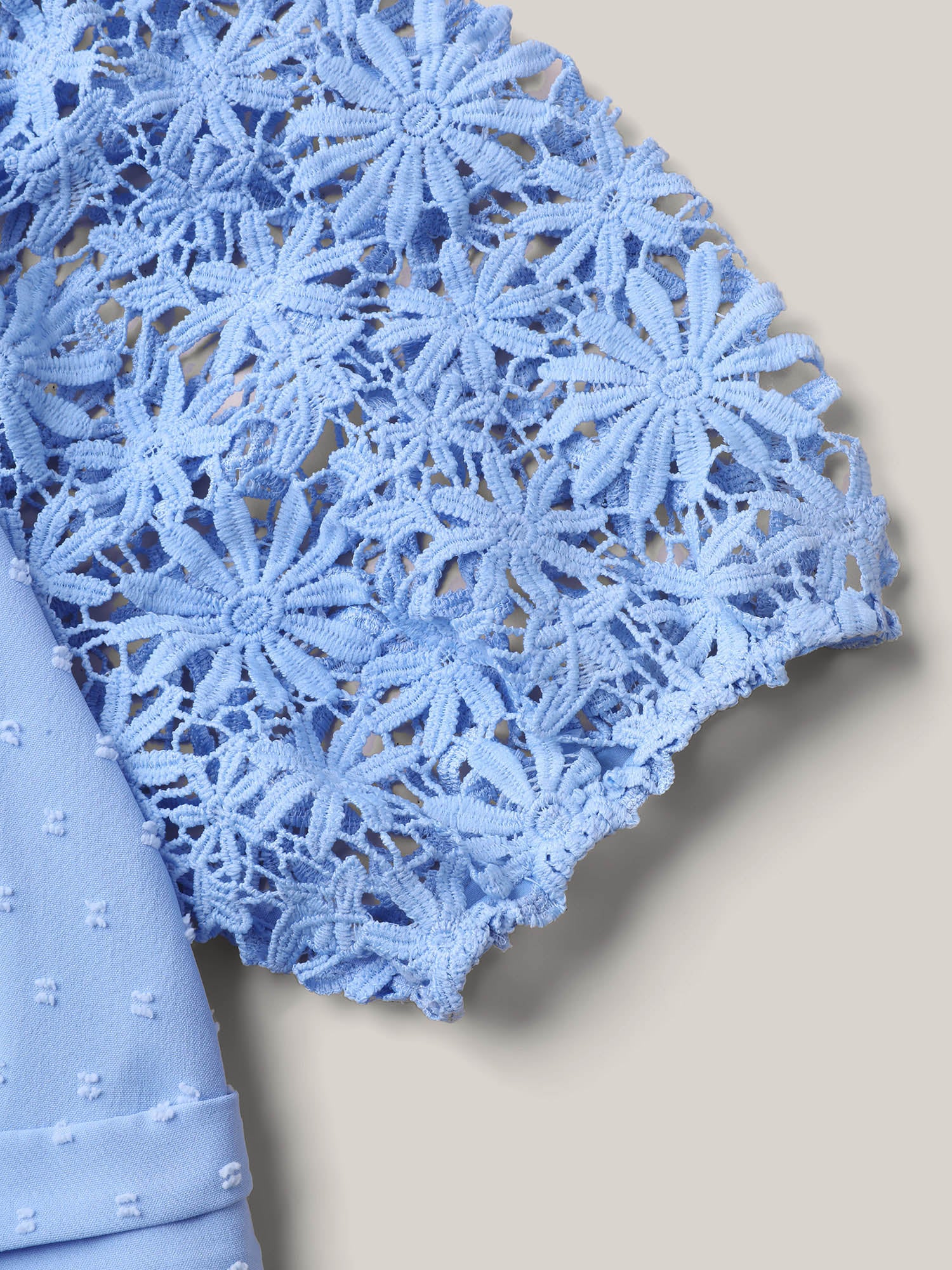 Textured Lace Sleeve Stretchy Waist Midi Dress