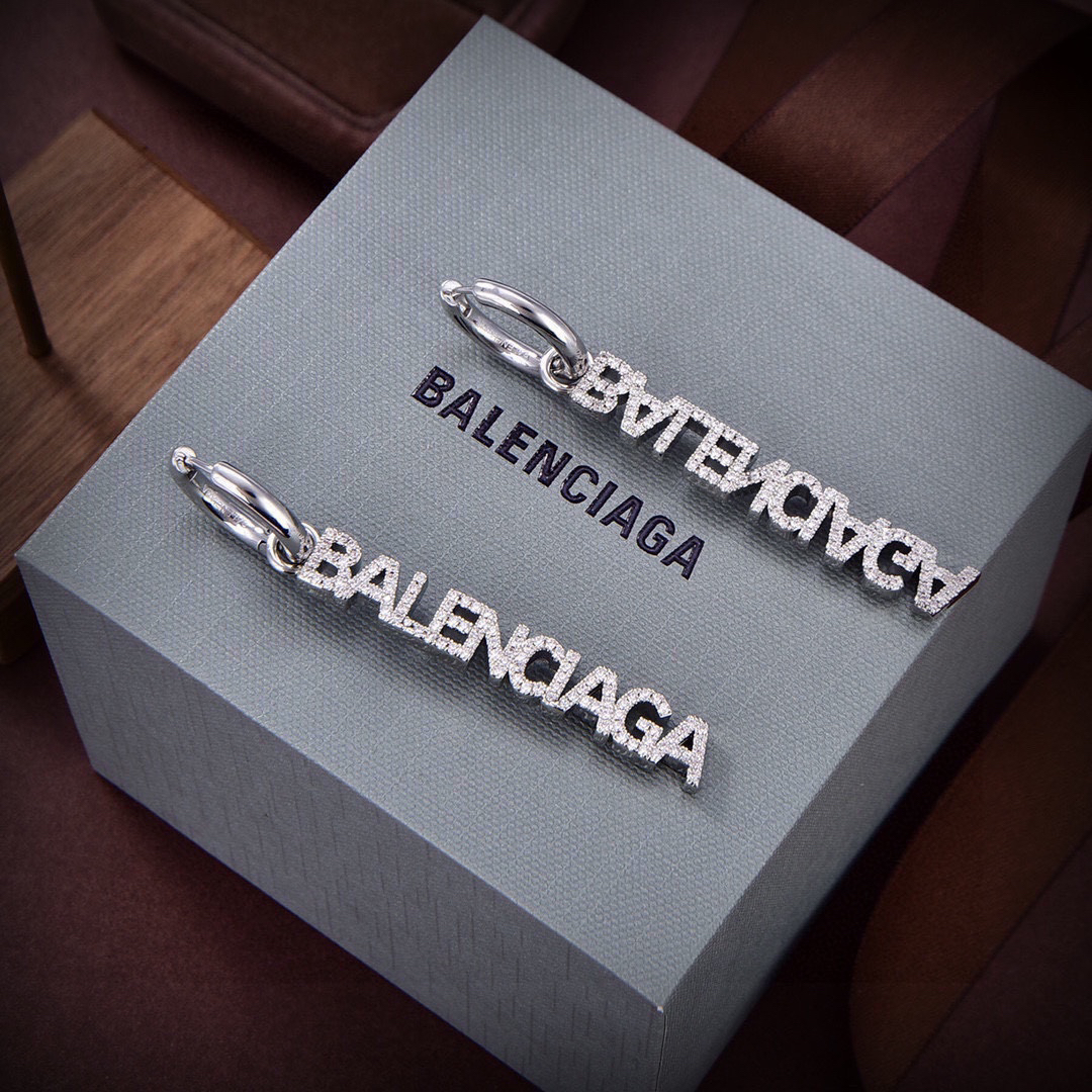 Balenciaga Diamond Font Earrings