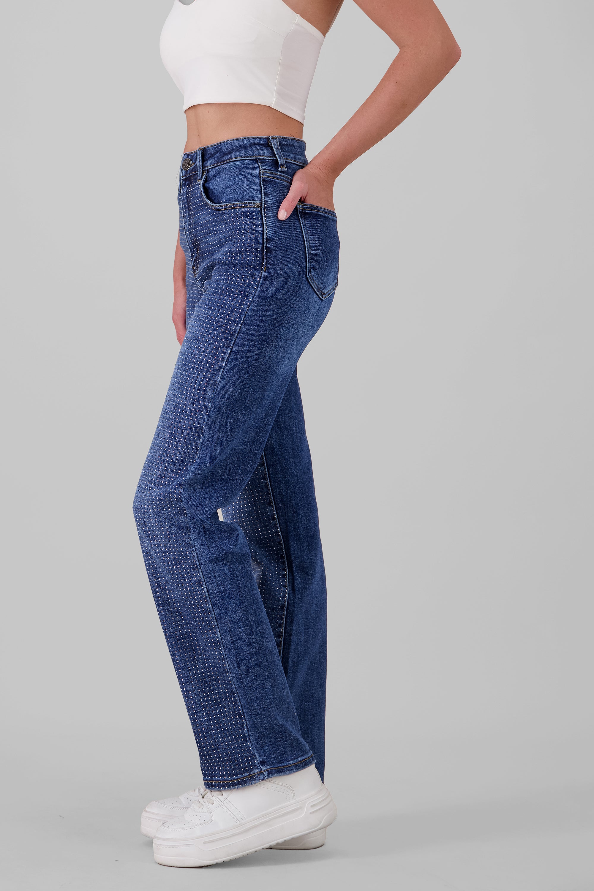 straight jeans rhinestone