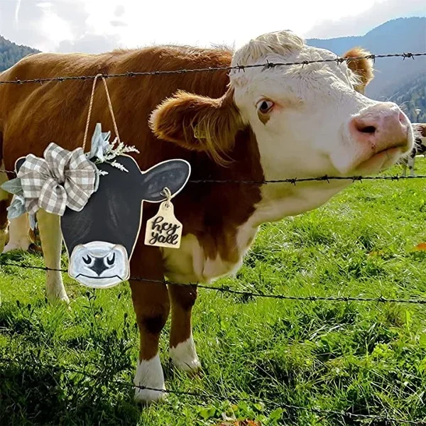 🔥[SAVE 50% OFF]-- Farmhouse Cow Head Welcome Wreath-BUY 2 FREE SHIPPING