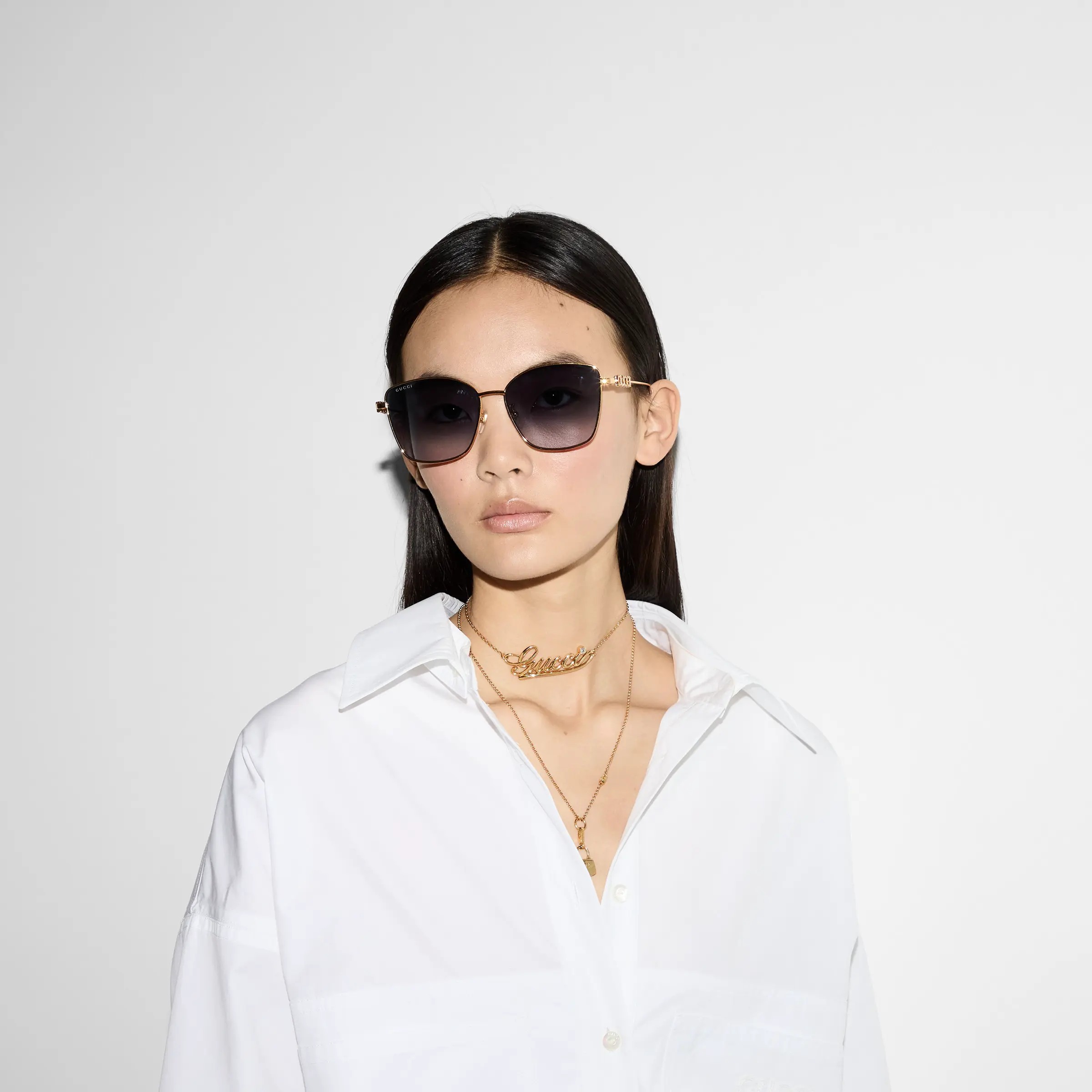 Gucci low bridge fitting design butterfly frame sunglasses
