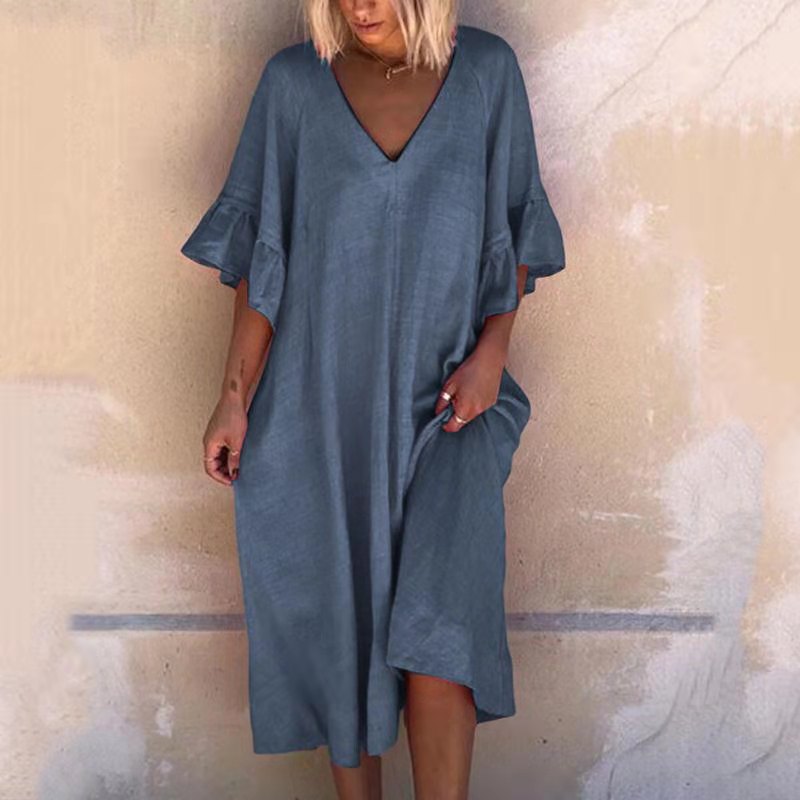 Retro Casual Ruffled Loose Dress