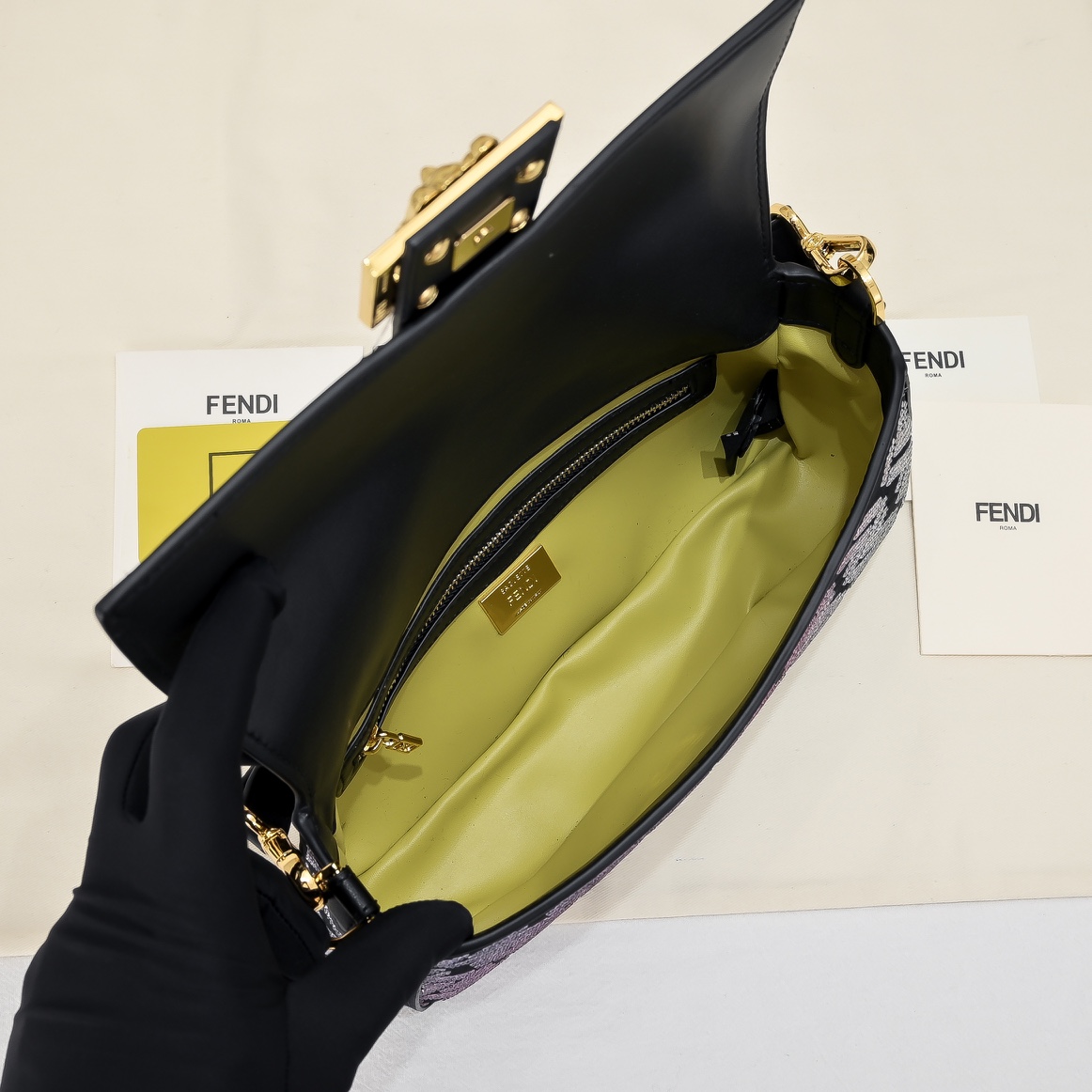FENDI Colorful Rhinestone Baguette Bag 7711
