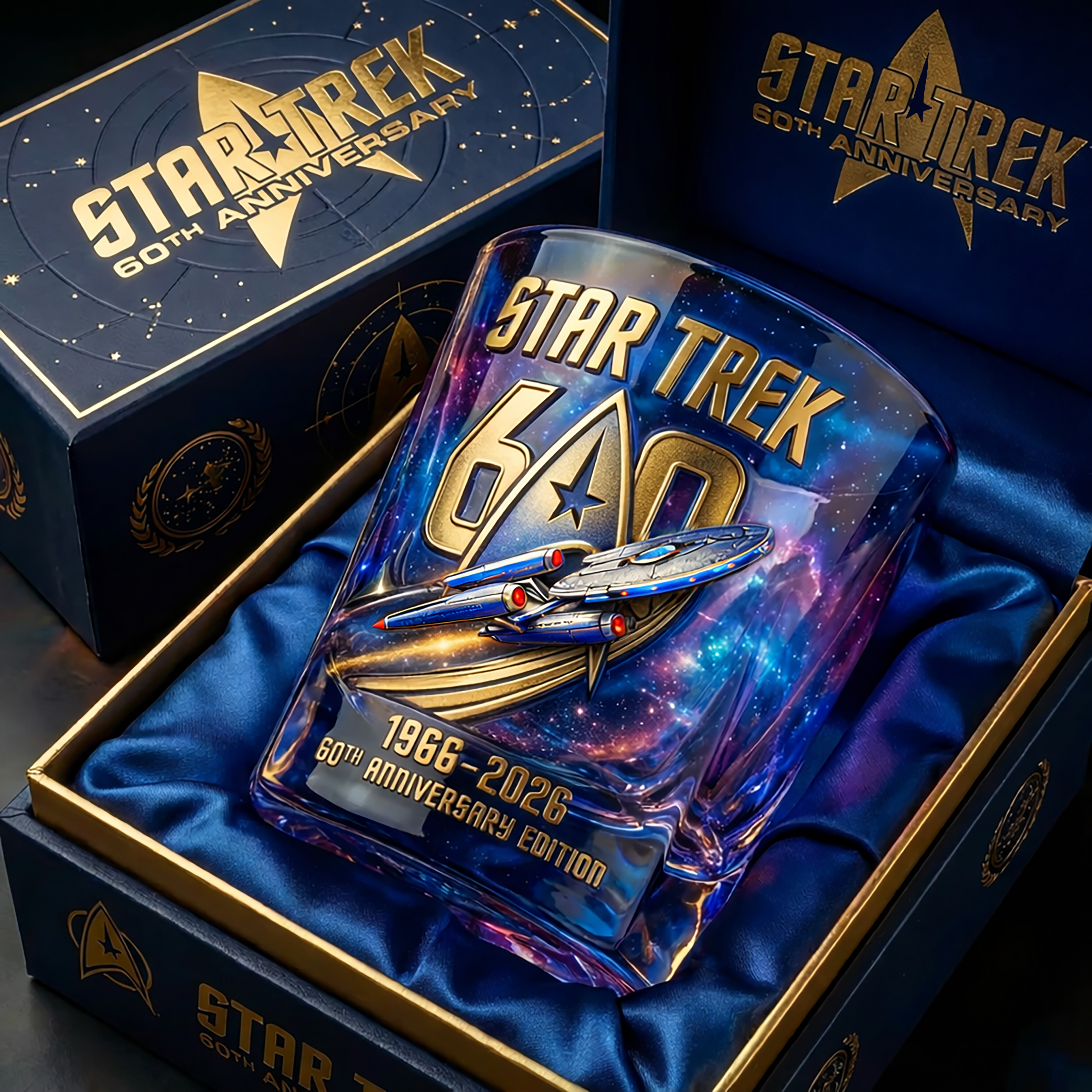 🌌Star Trek™ 60th Anniversary Commemorative Whiskey Glass| 🖖 Boldly Go Back to 1966