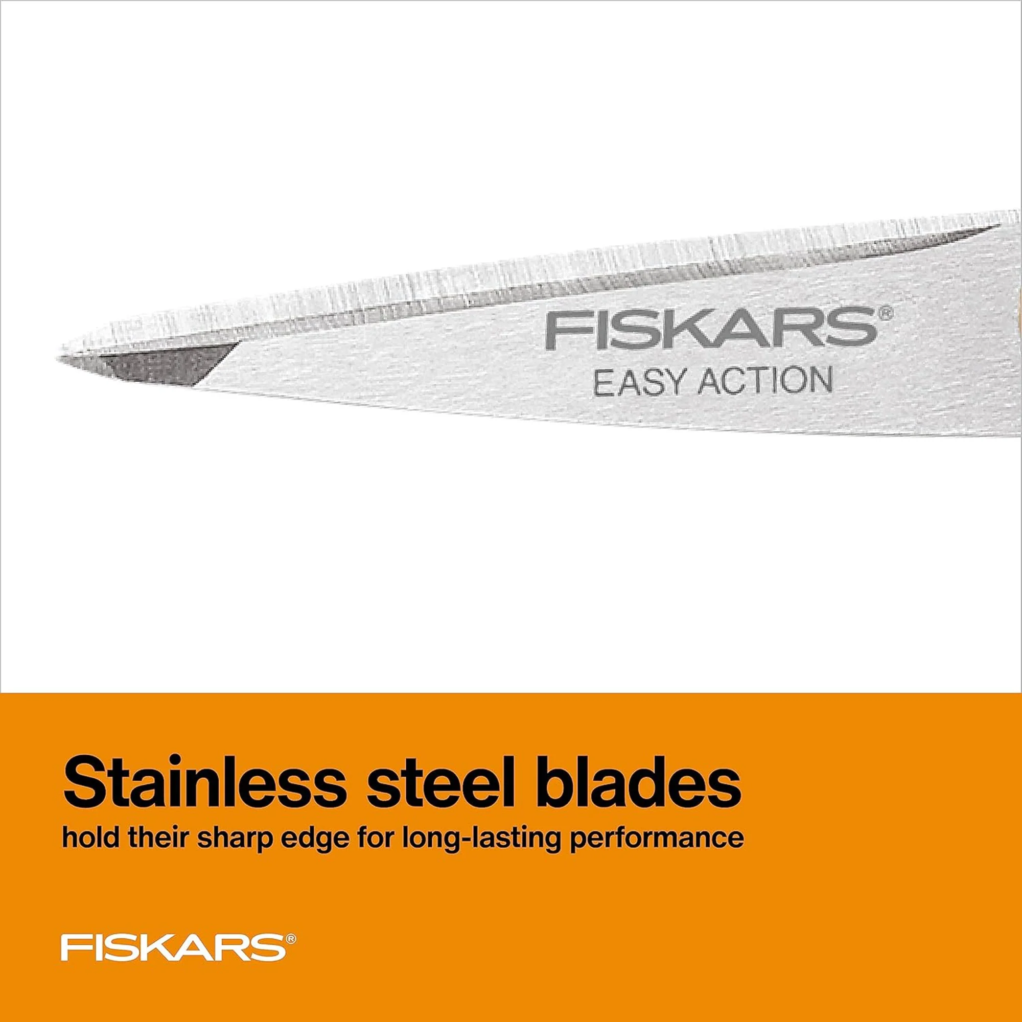 Fiskar Razor Edge Micro Tip Stainless Steel Fabric Scissor, Orange, 6 Inches