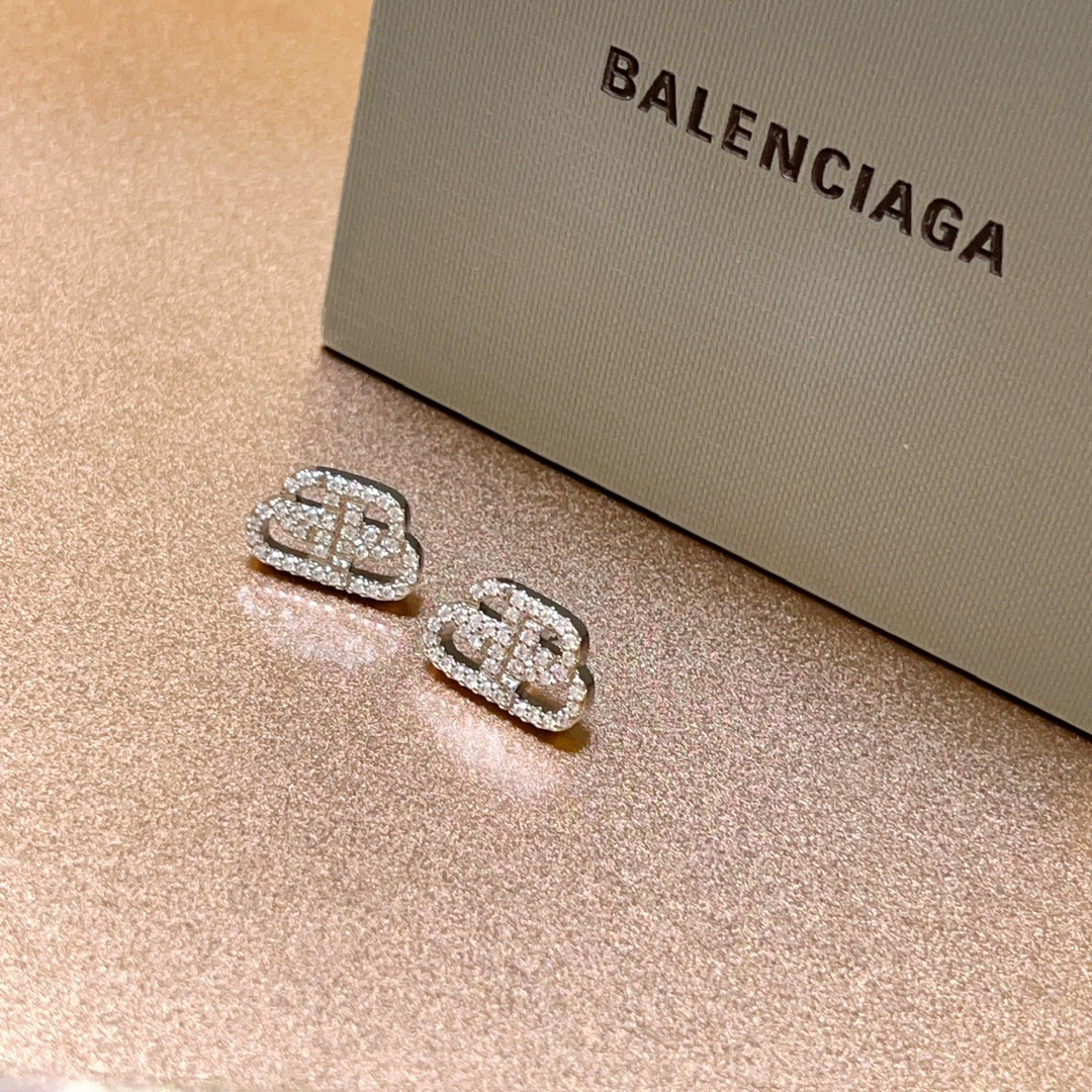 Balenciaga silver diamond earrings