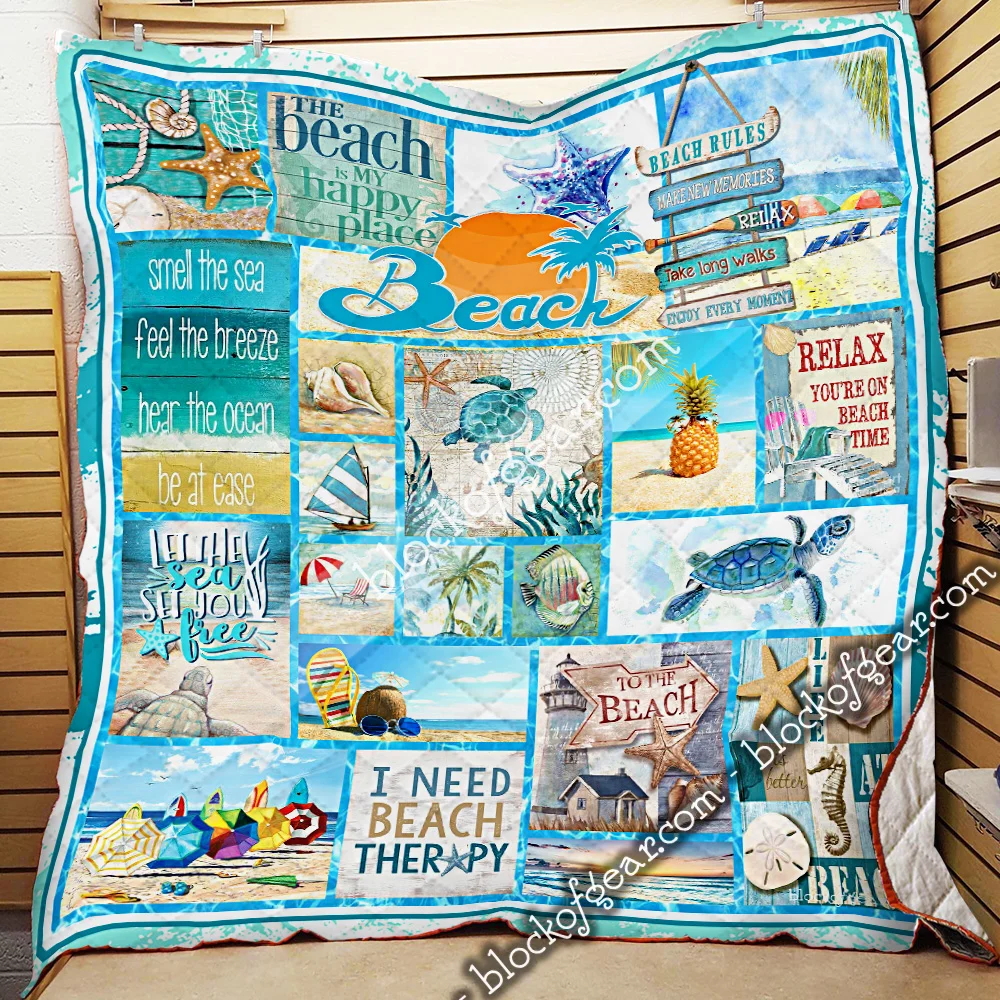 The Beach Is My Happy Place Quilt Blanket