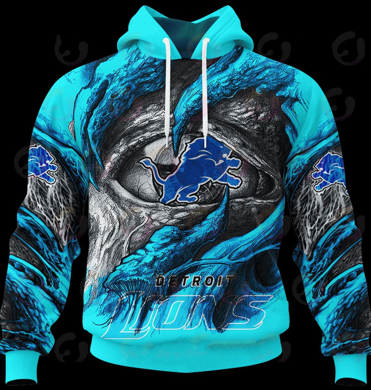 DETROIT LIONS 3D HOODIE COMMANDERS DEMON EYES