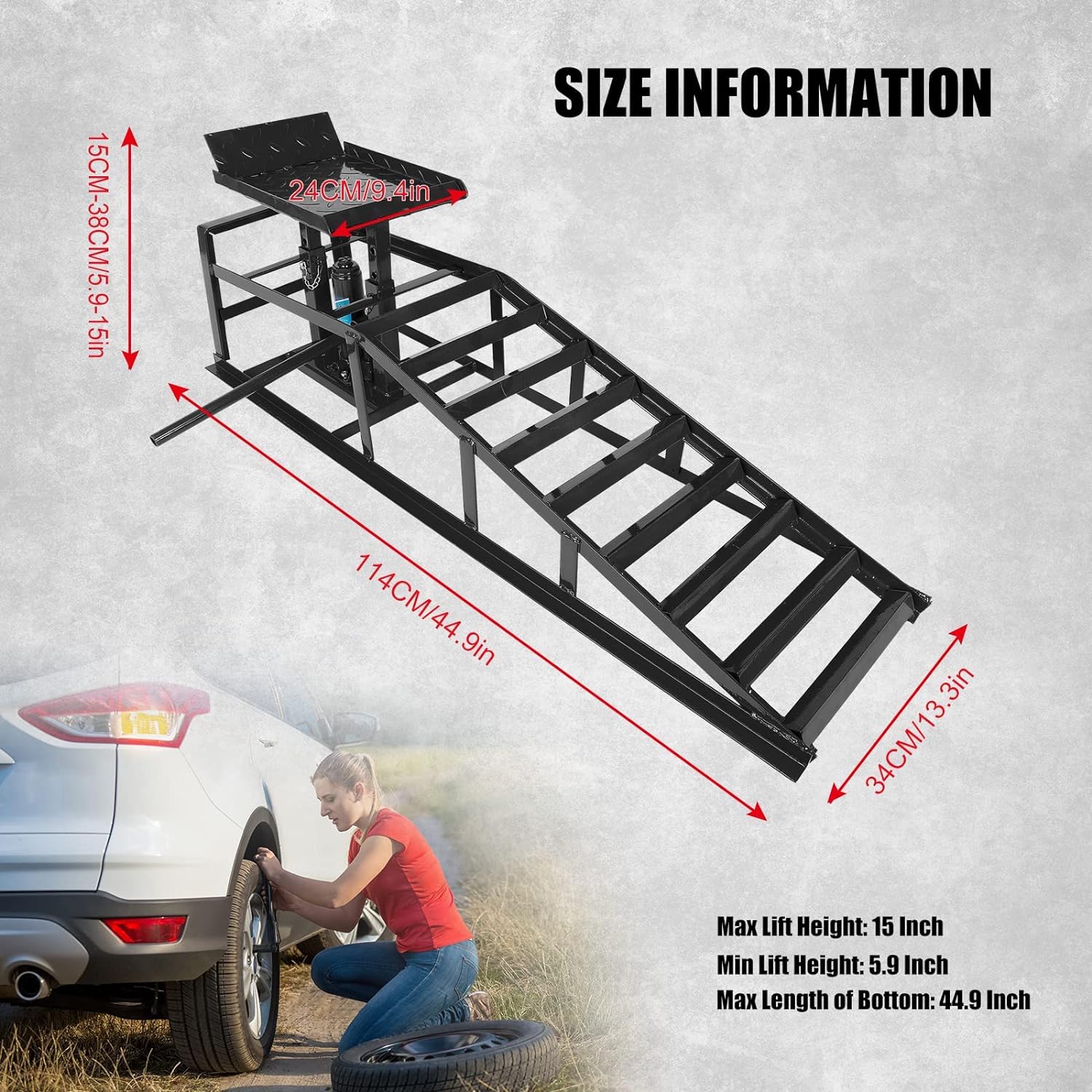 VOWAGH 2 Pack Hydraulic Car Ramps 5T 10000lbs Low Profile Car Lift