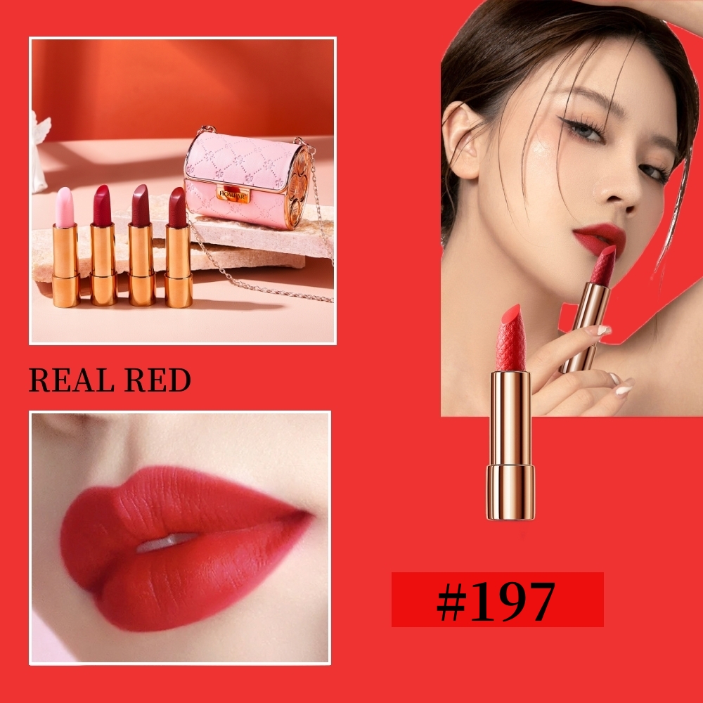 HOT SALE🔥Waterproof Non-Stick Cup Long Lasting Retractable 4 Colors Leather Bag Lipstick Set